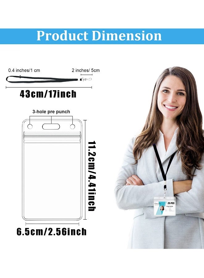 10 Sets Lanyards for Id Badges and Clear Plastic Vertical Name Badge ID Card Holders, Waterproof Resealable Name Tag Badge ID Card Holders - Image 2